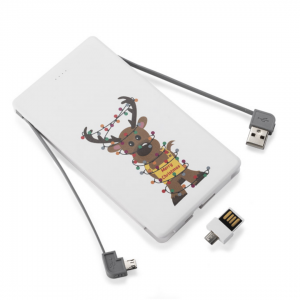 upominek reklamowy na święta, gadżet biurowy, power bank z motywem renifera