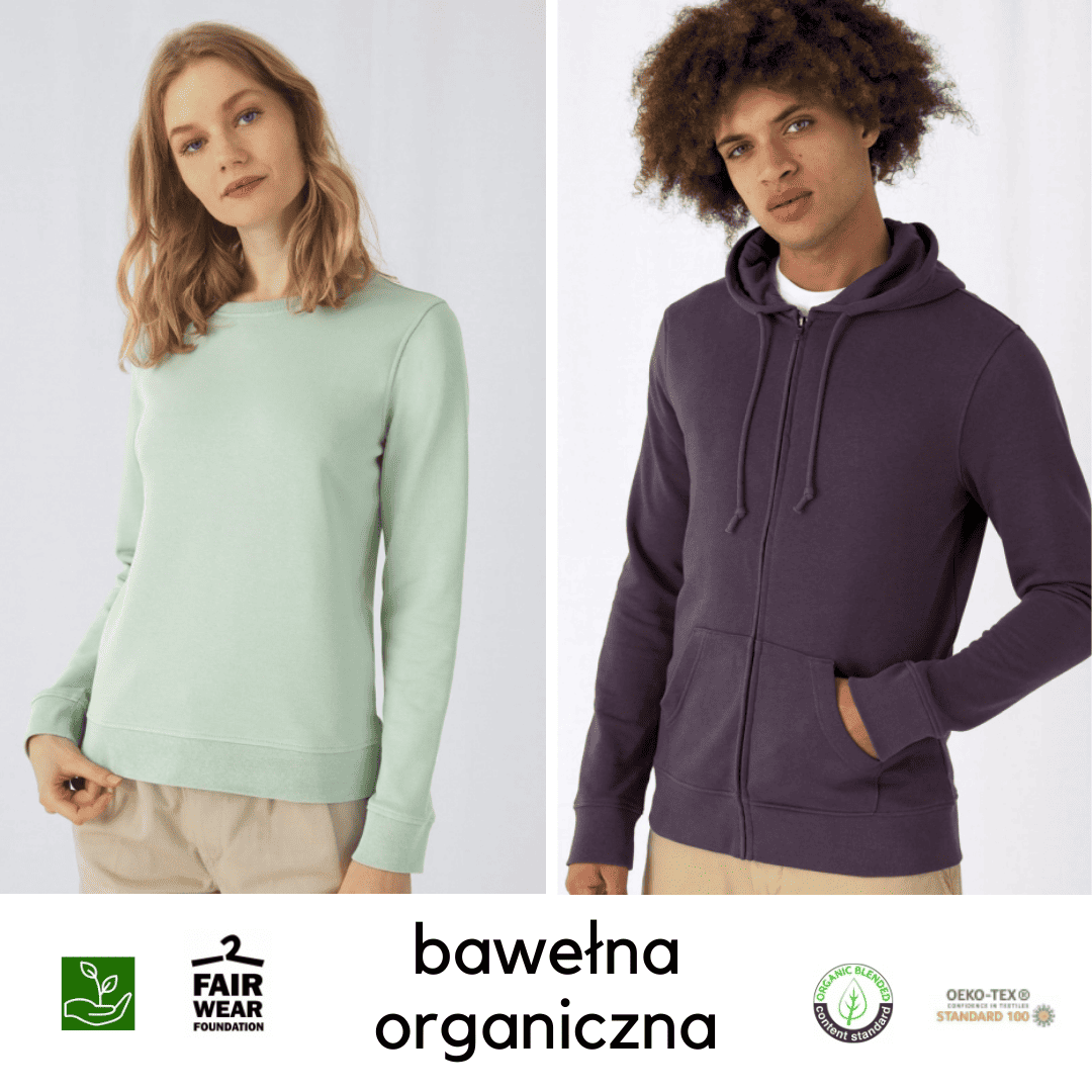 bluzy z bawełny organicznej i recyklingowanego poliestru z logo
