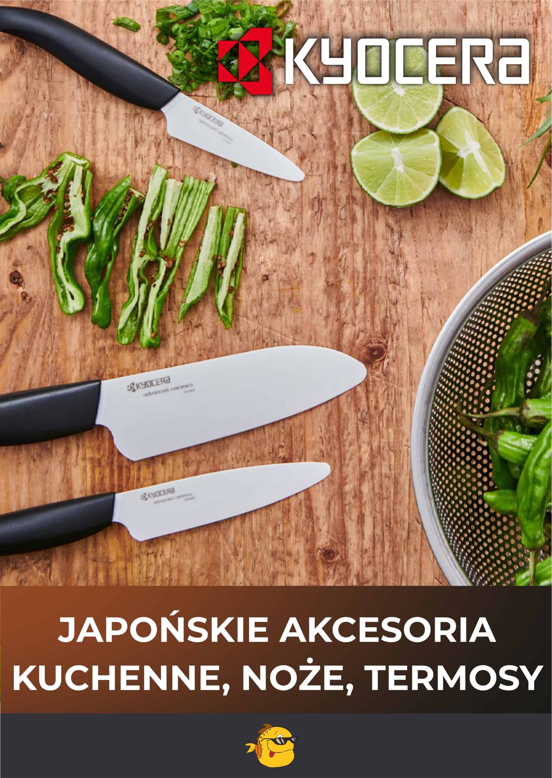 Noże, akcesoria kuchenne, bidony, termosy i butelki termiczne marki Kyocera