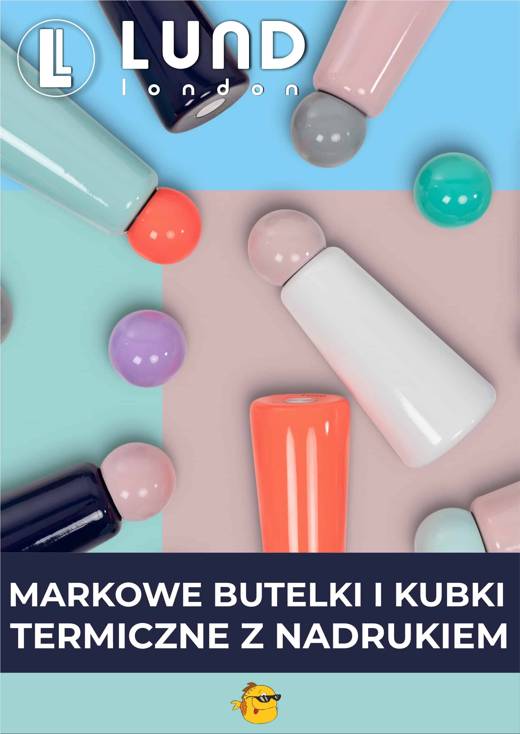 Lund – Butelki termiczne, składane kubki, lampki i słomki w dowolnych kolorach i z dowolnym nadrukiem